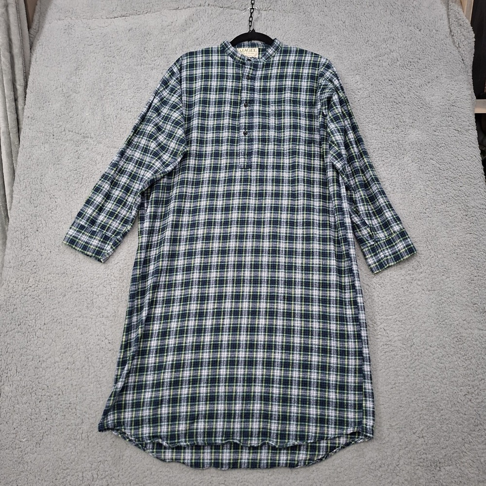 Magee Irish flannel Nightgown XL made in Ireland cotton Sleep Shirt Plaid Cozy